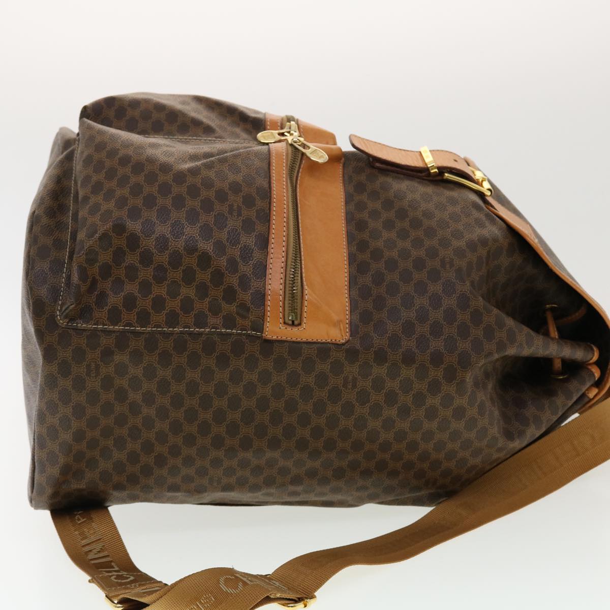 Luxury CELINE Macadam Canvas Backpack PVC Leather Brown 40328