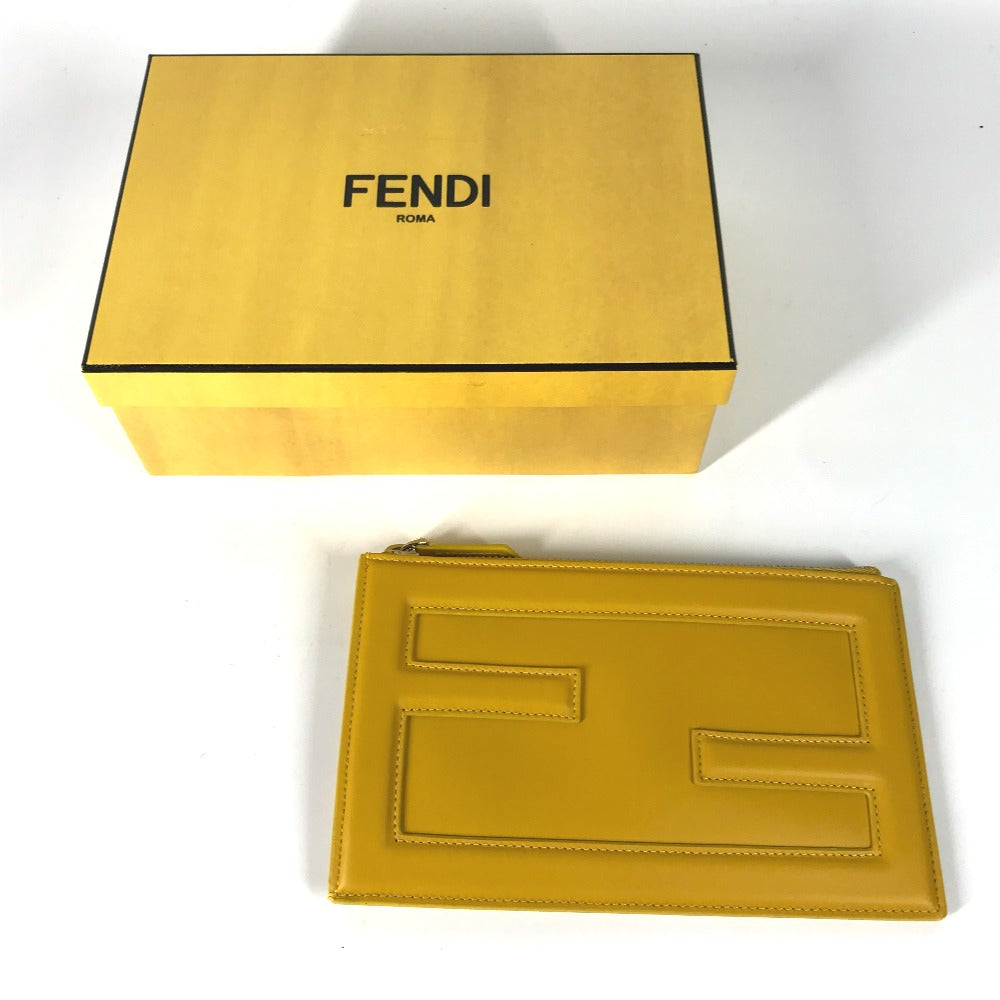 FENDI Clutch bag 7N0114 leather yellow logo Women