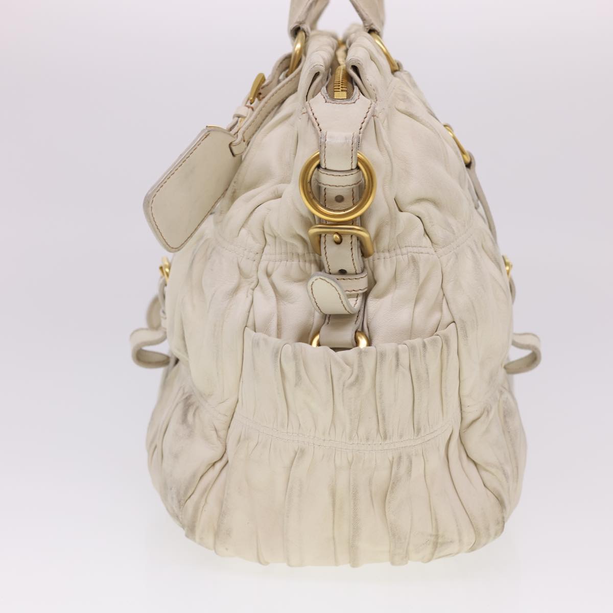 Prada Hand Bag Leather 2way White