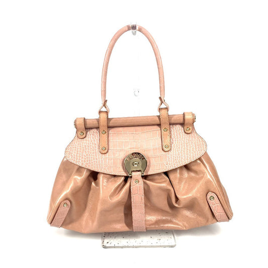 FENDI Tote Bag leather pink Turn lock Women