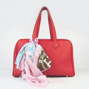 Luxury Hermes Togo leather handbag red