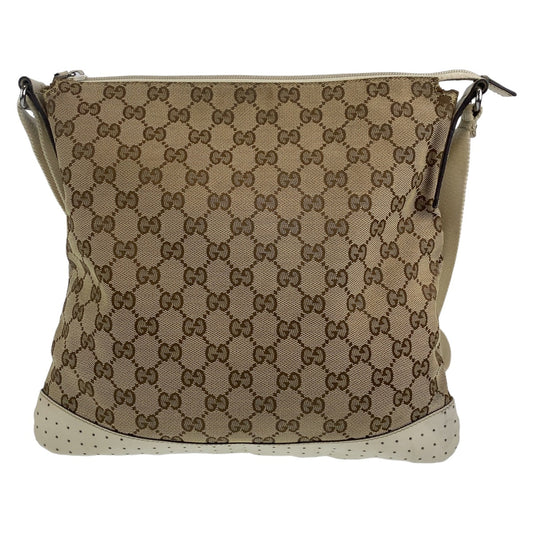 GUCCI Shoulder Bag 145857 GG canvas Beige SilverMetal Crossbody Shoulder Bag Messenger Bag GG pattern Women