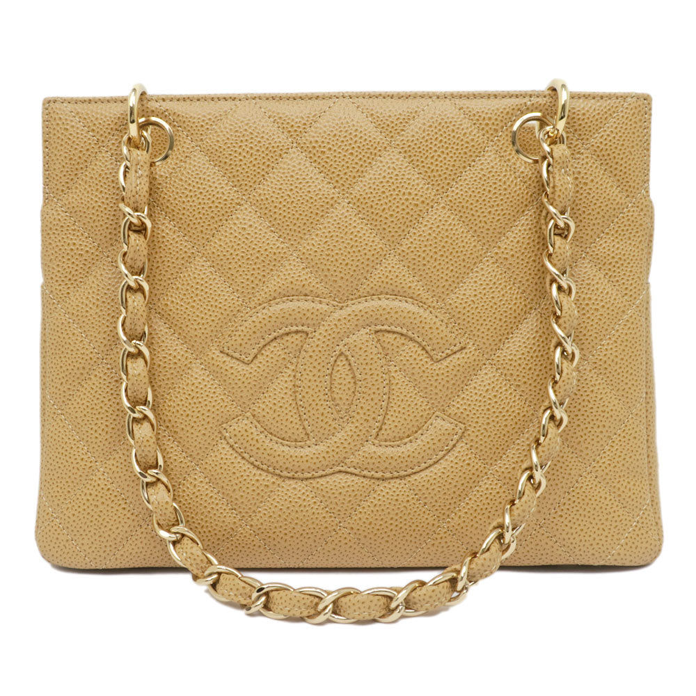 CHANEL CHANEL PST Tote Caviar S A18004 Beige G Handbag Shoulder Bag