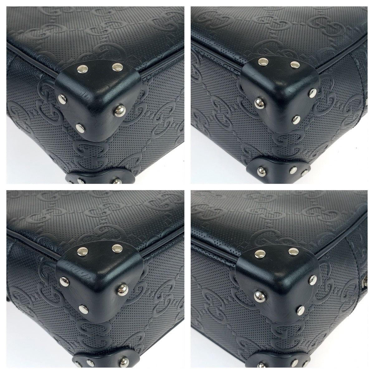GUCCI Shoulder Bag 626363 leather Black Silver Metal Crossbody Shoulder Bag Soft Trunk GG emboss mens
