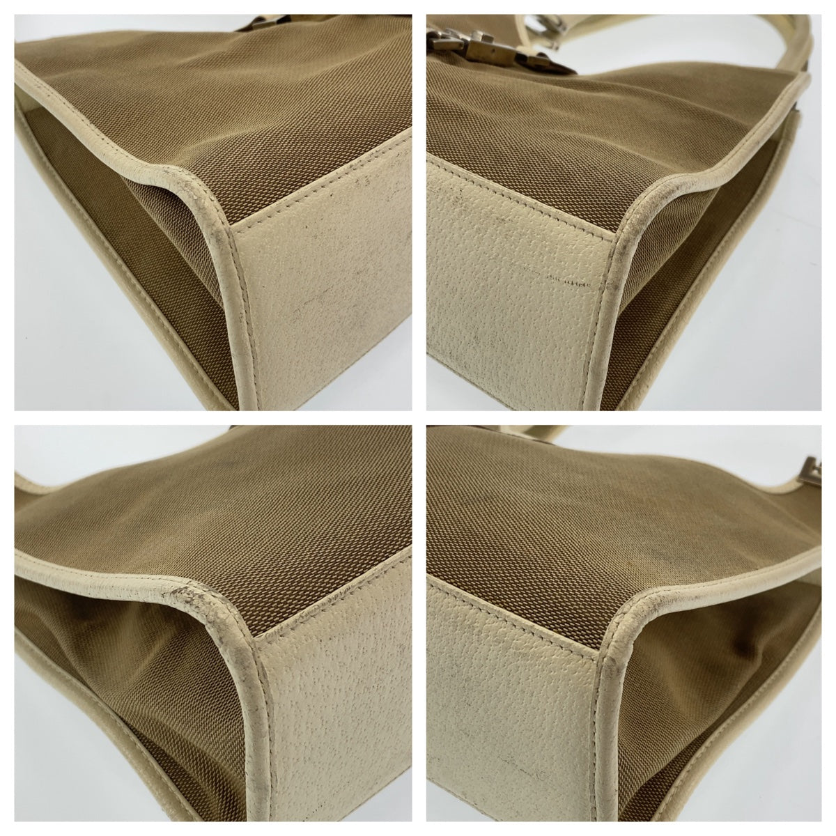 GUCCI Shoulder Bag 002 1067 canvas Beige White SilverMetal Shoulder Bag handbag Jackie Women