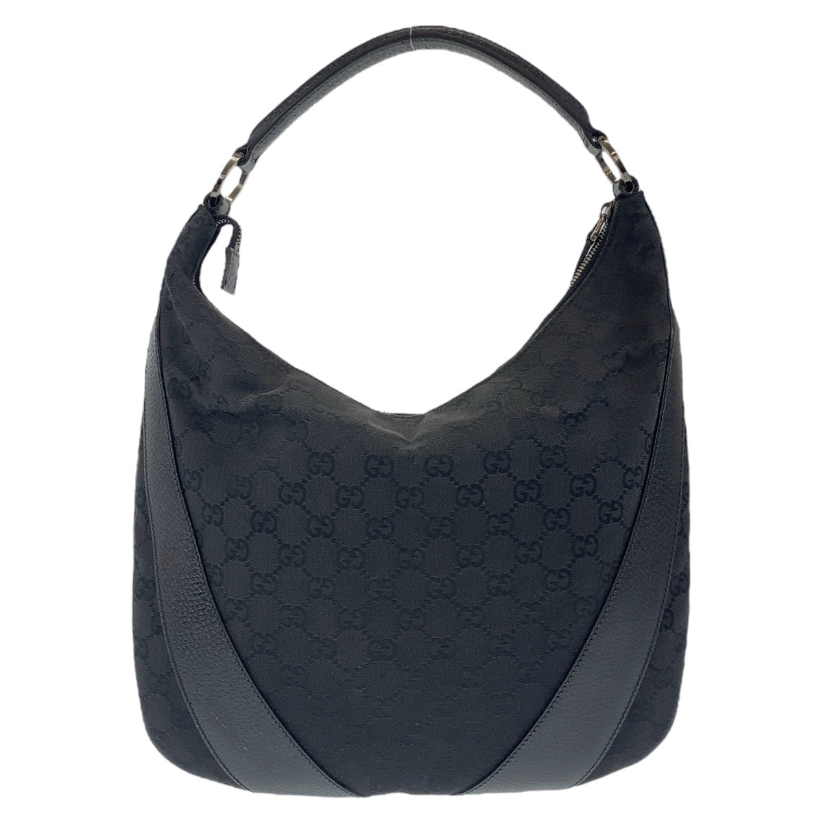 GUCCI Shoulder Bag 124357 GG canvas, leather Black Silver Metal Hobo Shoulder Bag Handbag Hobo GG pattern Women