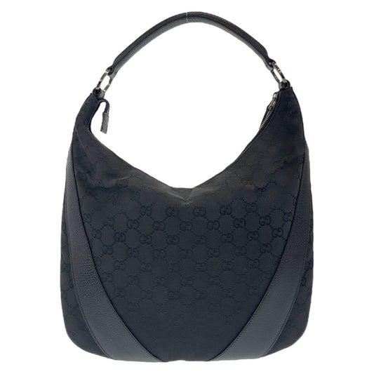 GUCCI Shoulder Bag 124357 GG canvas, leather Black Silver Metal Hobo Shoulder Bag Handbag Hobo GG pattern Women