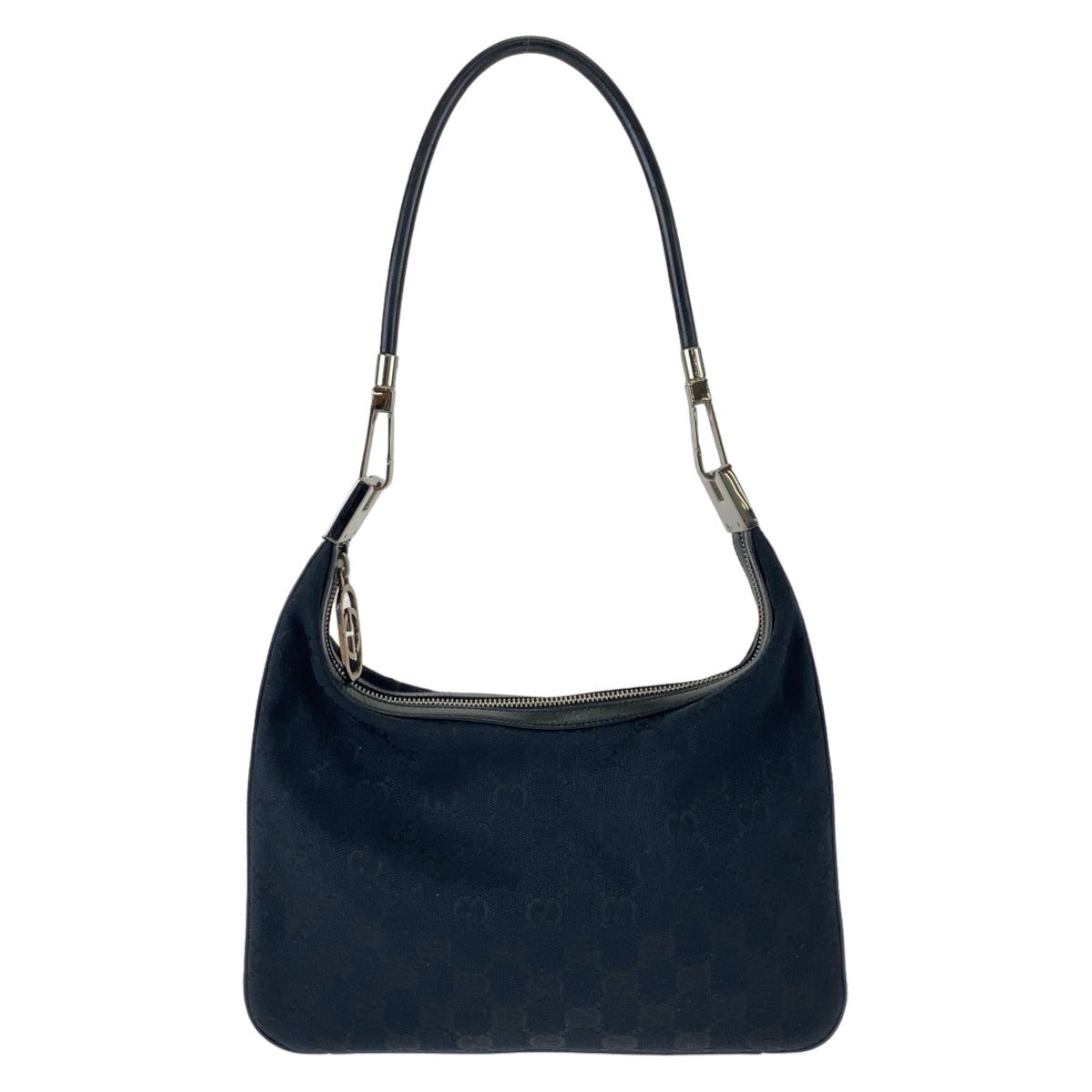 GUCCI Shoulder Bag 001 3812 GG canvas, leather Black SilverMetal Hobo Shoulder Bag Handbag Women