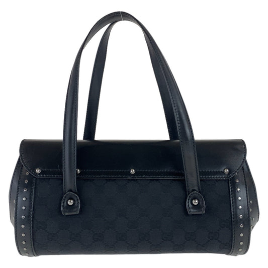 GUCCI Shoulder Bag 114993 GG canvas, leather Black SilverMetal Shoulder Bag Bamboo studs Women