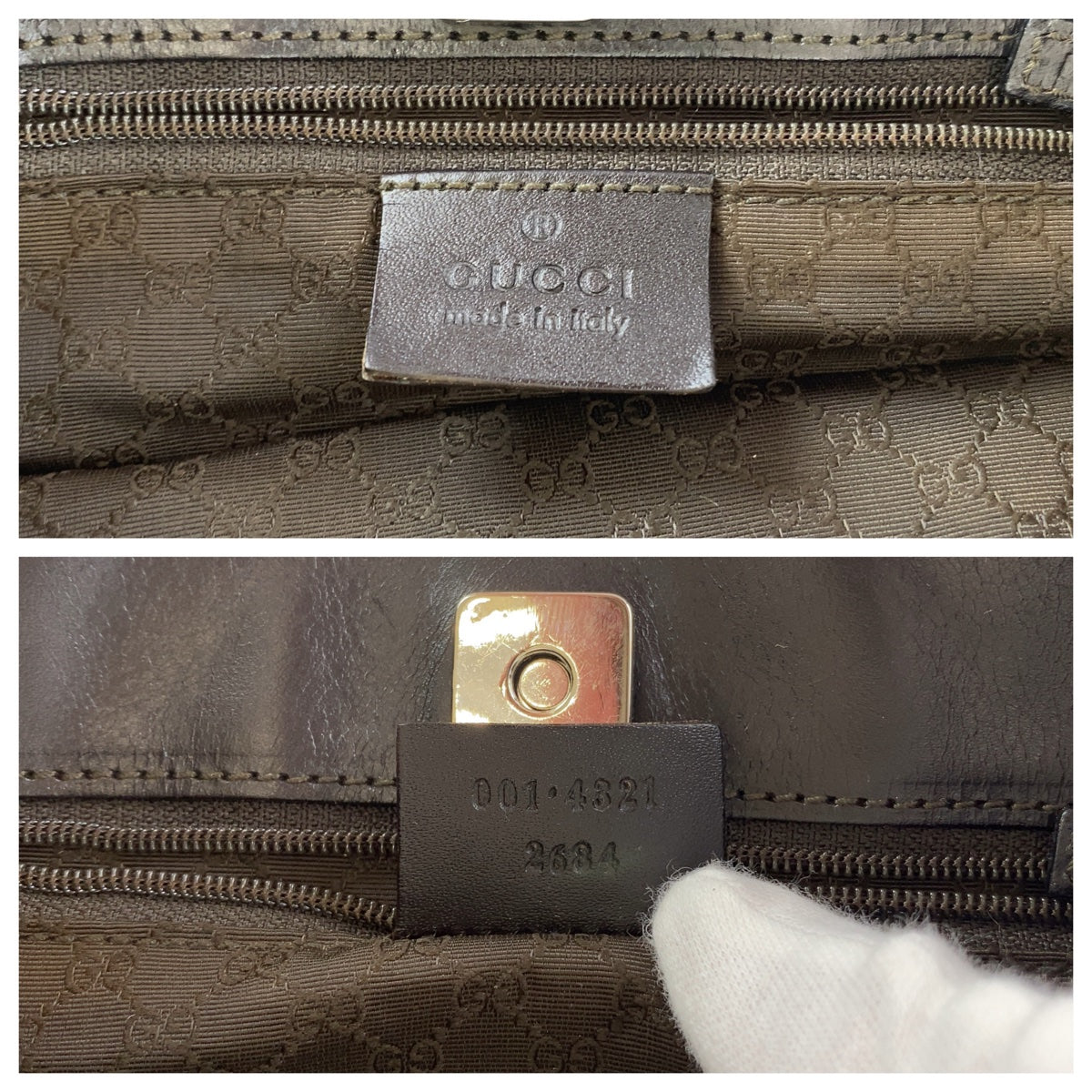 GUCCI Shoulder Bag 001 4321 2684 canvas Beige SilverMetal Sherry line Women