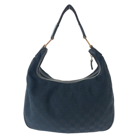 GUCCI Shoulder Bag 145757 GG canvas Black Silver Metal Hobo One Shoulder Bag Hobo Women