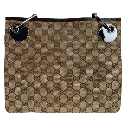 GUCCI Shoulder Bag 120841 GG canvas, leather Beige Brown SilverMetal Crossbody Shoulder Bag Messenger Bag GG pattern Women