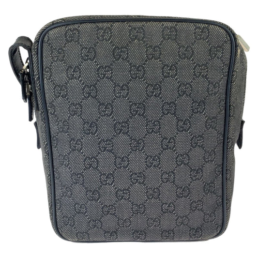 GUCCI Shoulder Bag 3136 GG canvas Grey Black SilverMetal Crossbody Shoulder Bag Pochette Women