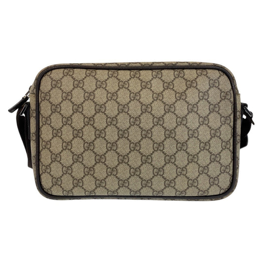 GUCCI Shoulder Bag 114531 GG Supreme canvas, leather Brown Silver Metal Crossbody Shoulder Bag Pochette Women