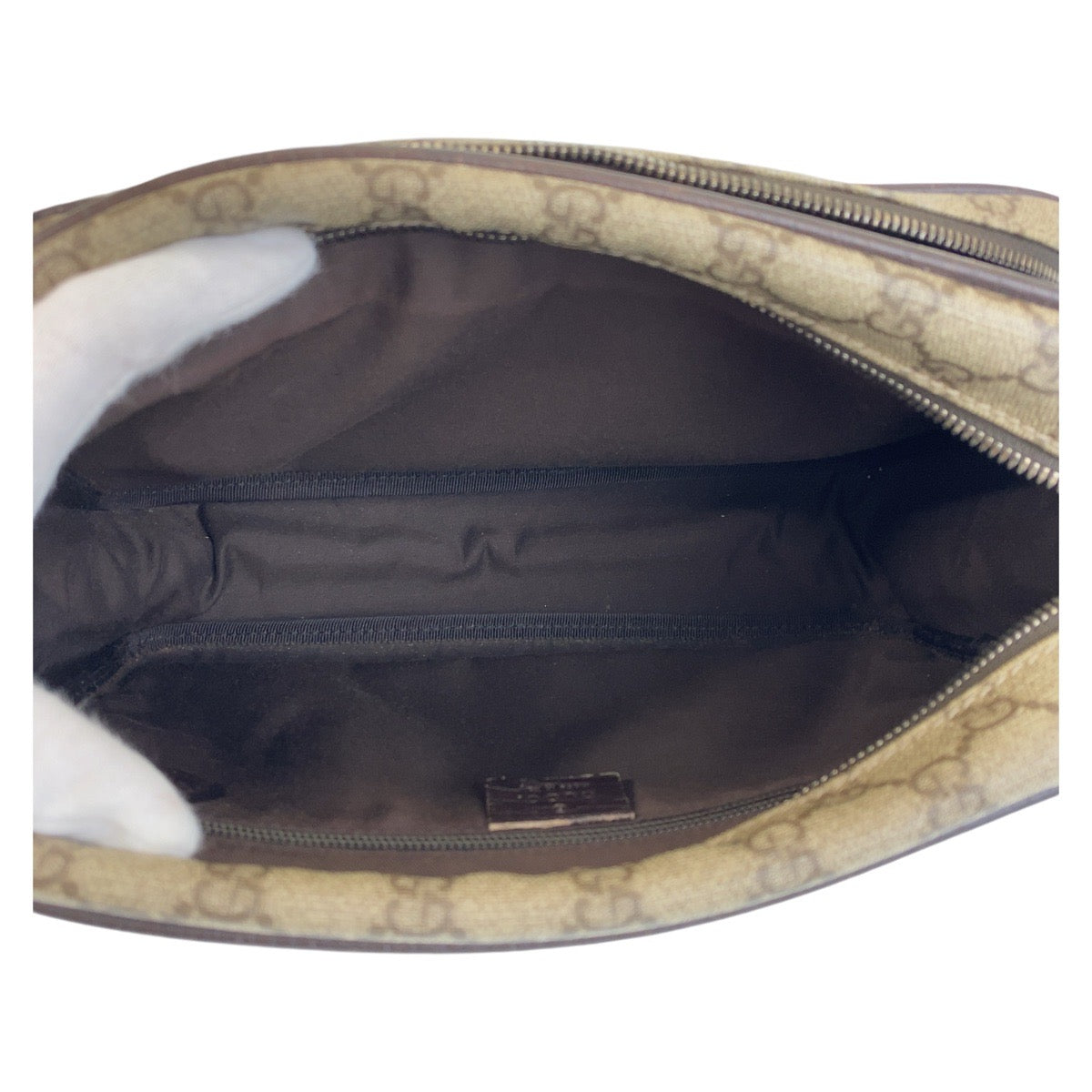 GUCCI Shoulder Bag 114531 GG Supreme canvas, leather Brown Silver Metal Crossbody Shoulder Bag Pochette Women