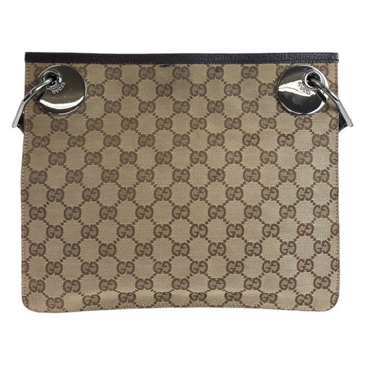GUCCI Shoulder Bag 120841 GG canvas, leather Brown Silver Metal Shoulder Bag pochette Women
