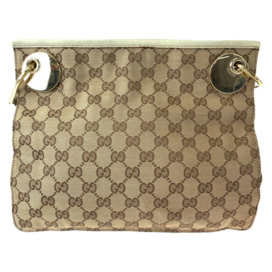 GUCCI Shoulder Bag 120841 GG canvas Brown Beige Gold Metal Shoulder Bag Crossbody Women