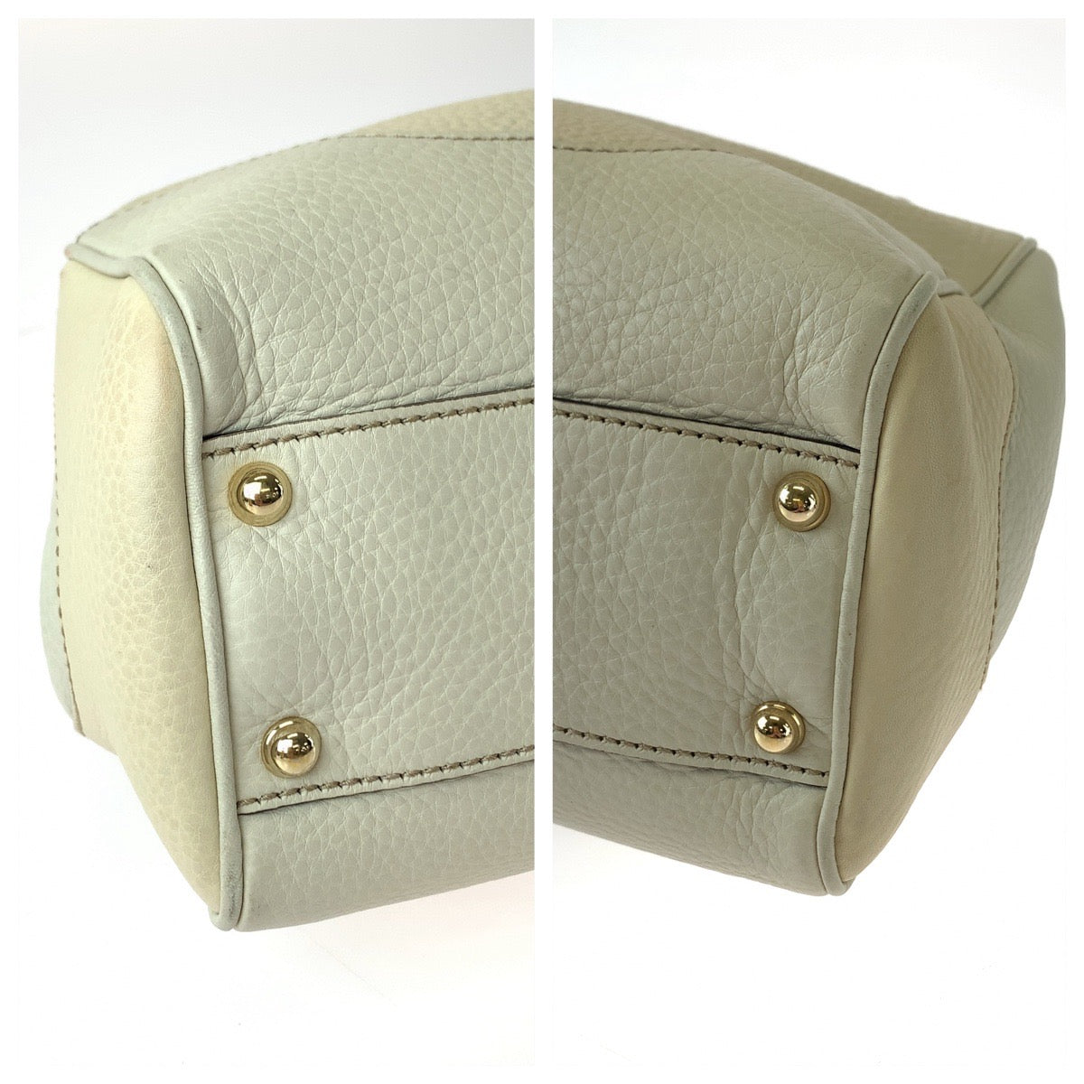 GUCCI Shoulder Bag 308360 leather Ivory Brown Gold Metal Shoulder Bag handbag Bamboo Women