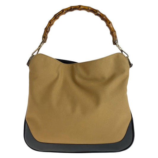 GUCCI Shoulder Bag 1.4095 Canvas, Leather Beige Gold Metal Hobo Shoulder Bag Handbag Shelly Line Bamboo Women