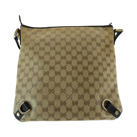 GUCCI Shoulder Bag 268642 GG Supreme Canvas Beige Brown Gold Metal Shoulder Bag Crossbody Messenger Bag GG crystal Women