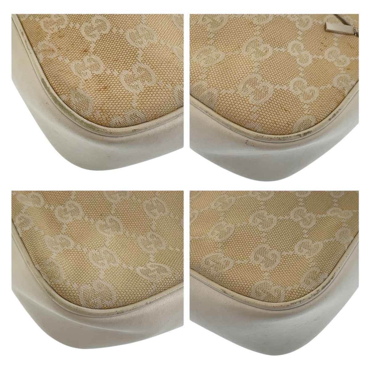 GUCCI Shoulder Bag 001 3870 GG canvas, leather White Beige SilverMetal Shoulder Bag Handbag Accessory Pouch Bamboo Women