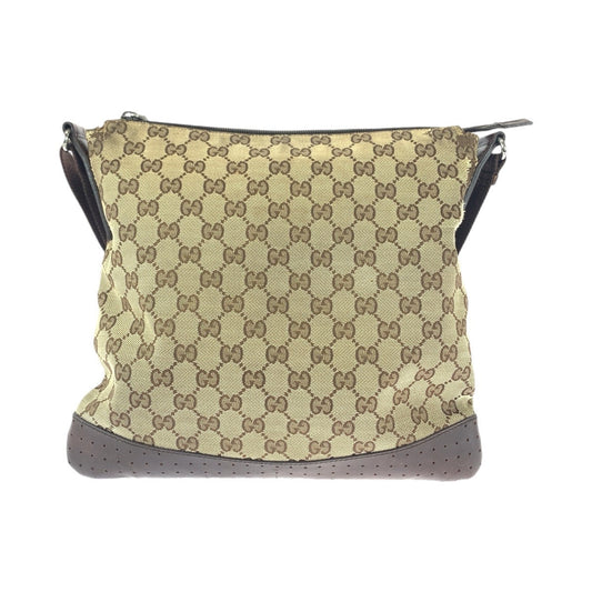 GUCCI Shoulder Bag 145857 GG canvas, leather Brown Beige Gold Metal Shoulder Bag Messenger bag Women