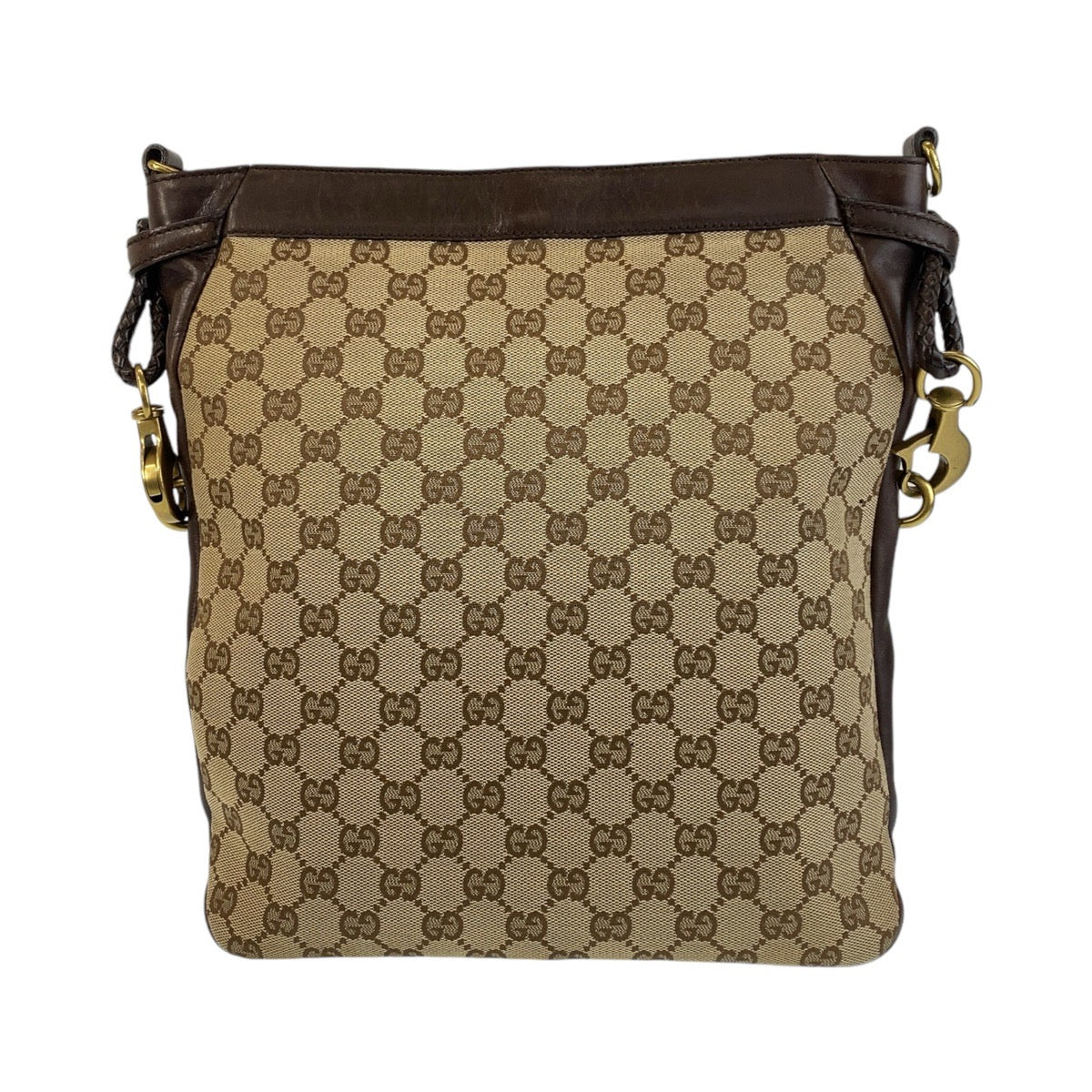 GUCCI Shoulder Bag 109097 GG canvas, leather Brown Beige Gold Metal Crossbody Shoulder Bag Messenger Bag Women