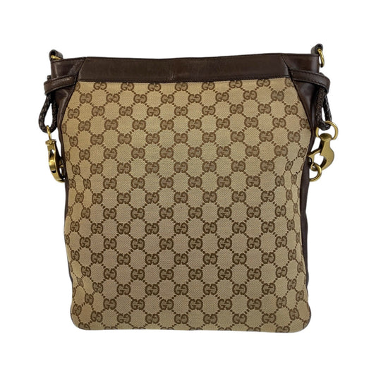 GUCCI Shoulder Bag 109097 GG canvas, leather Brown Beige Gold Metal Crossbody Shoulder Bag Messenger Bag Women