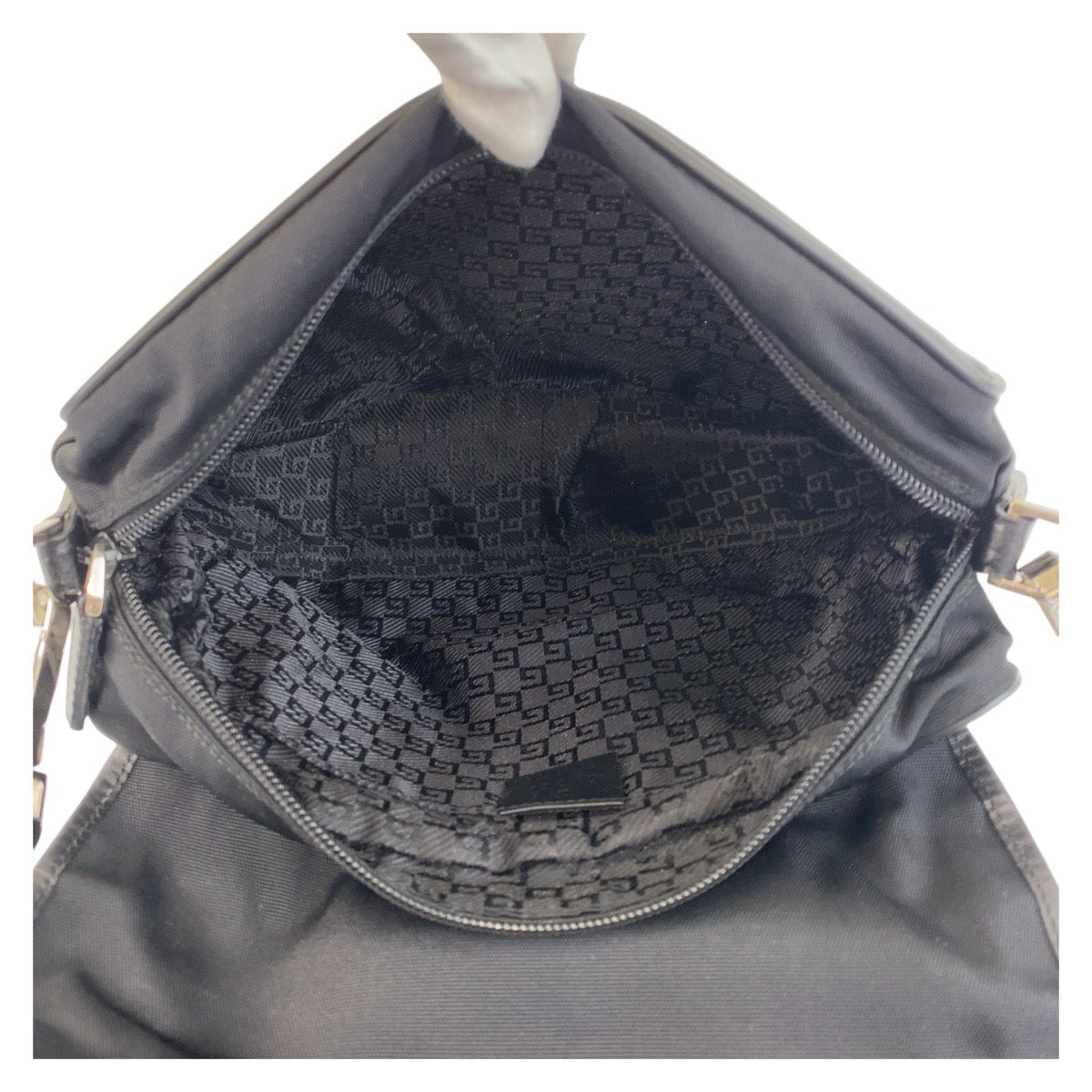 GUCCI Shoulder Bag 28562 Nylon, Leather Black SilverMetal Crossbody Shoulder Bag Messenger Bag Women