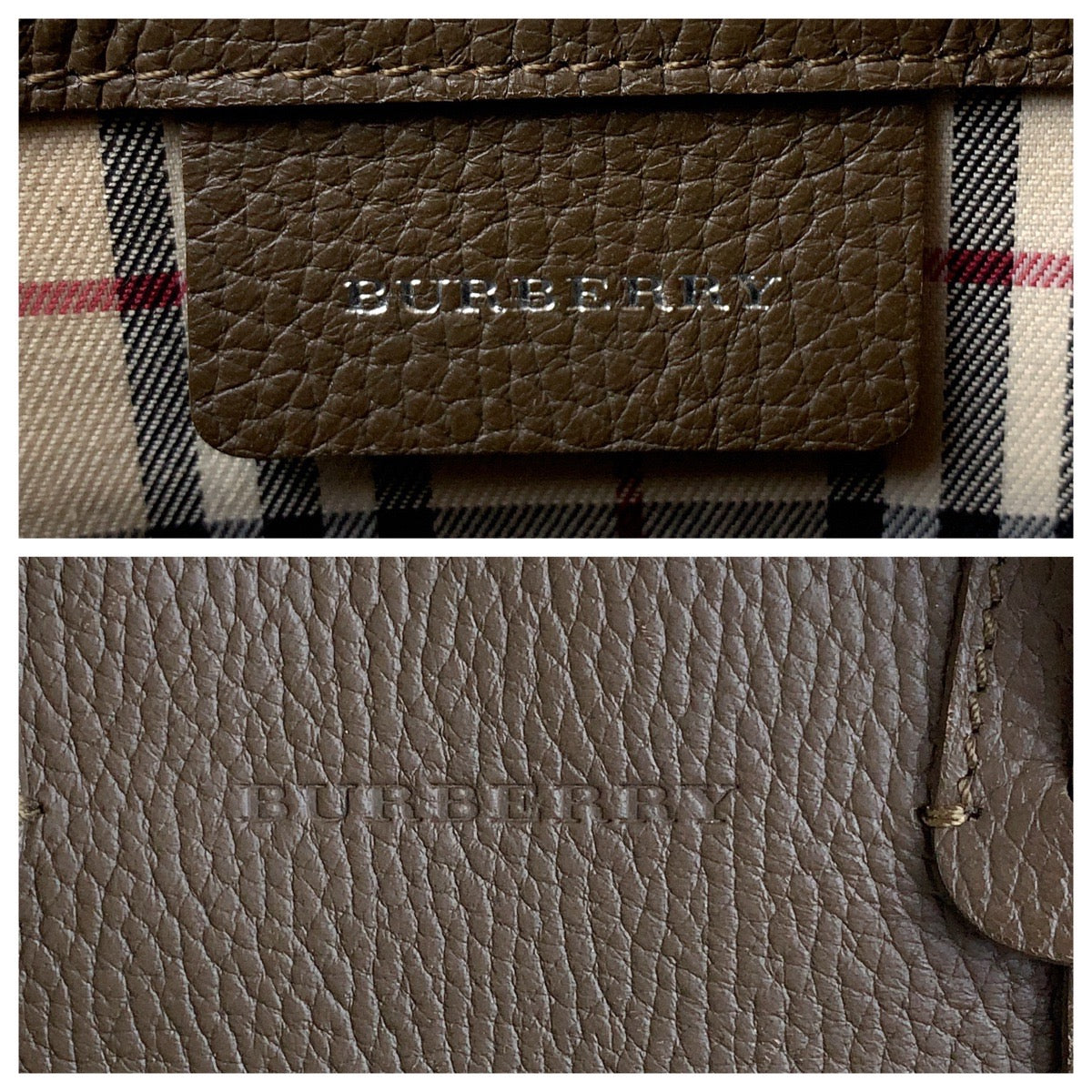 Burberry Leather Medium Check Tote Bag 409614
