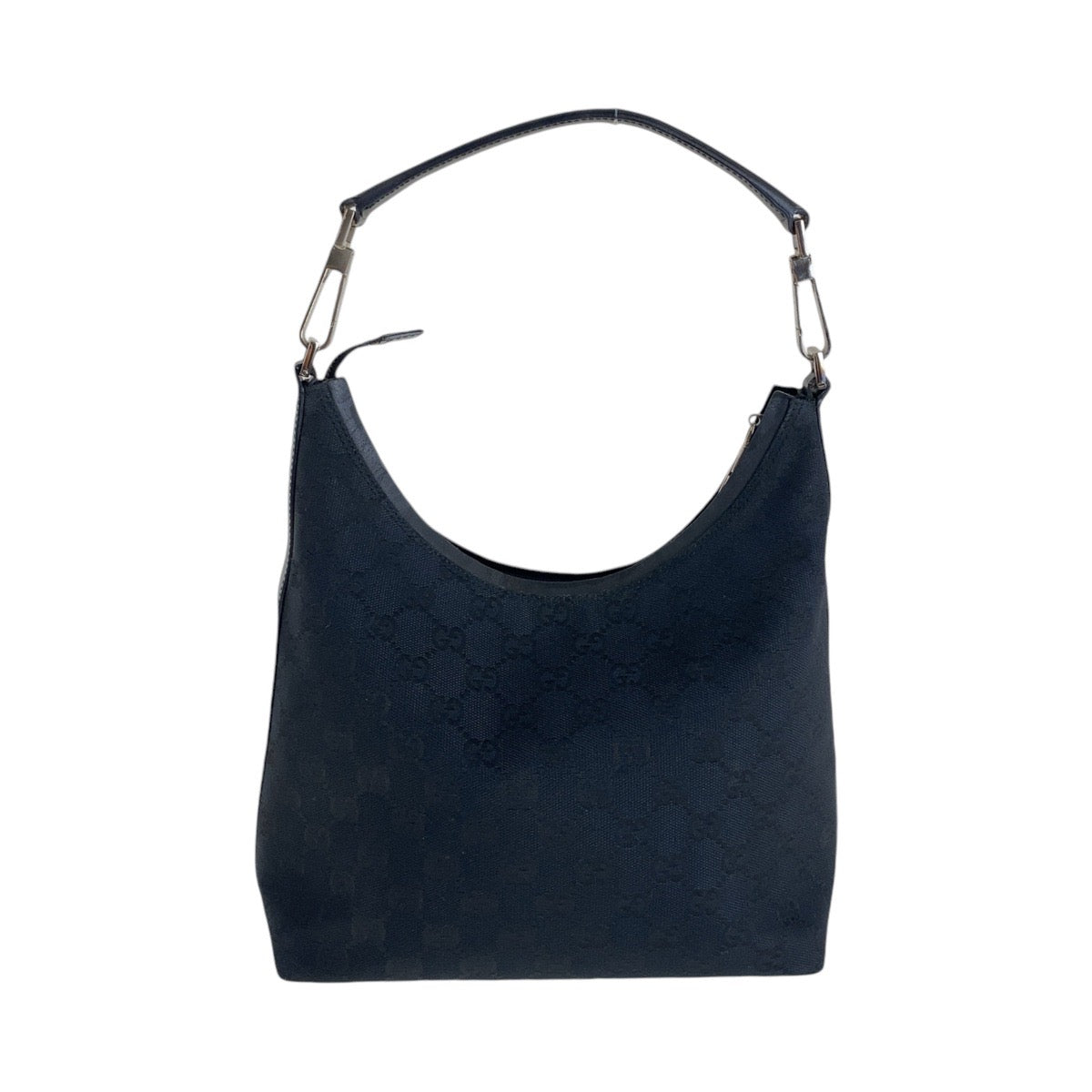 GUCCI Shoulder Bag 000 0602 GG canvas, leather Black SilverMetal Hobo Shoulder Bag Women