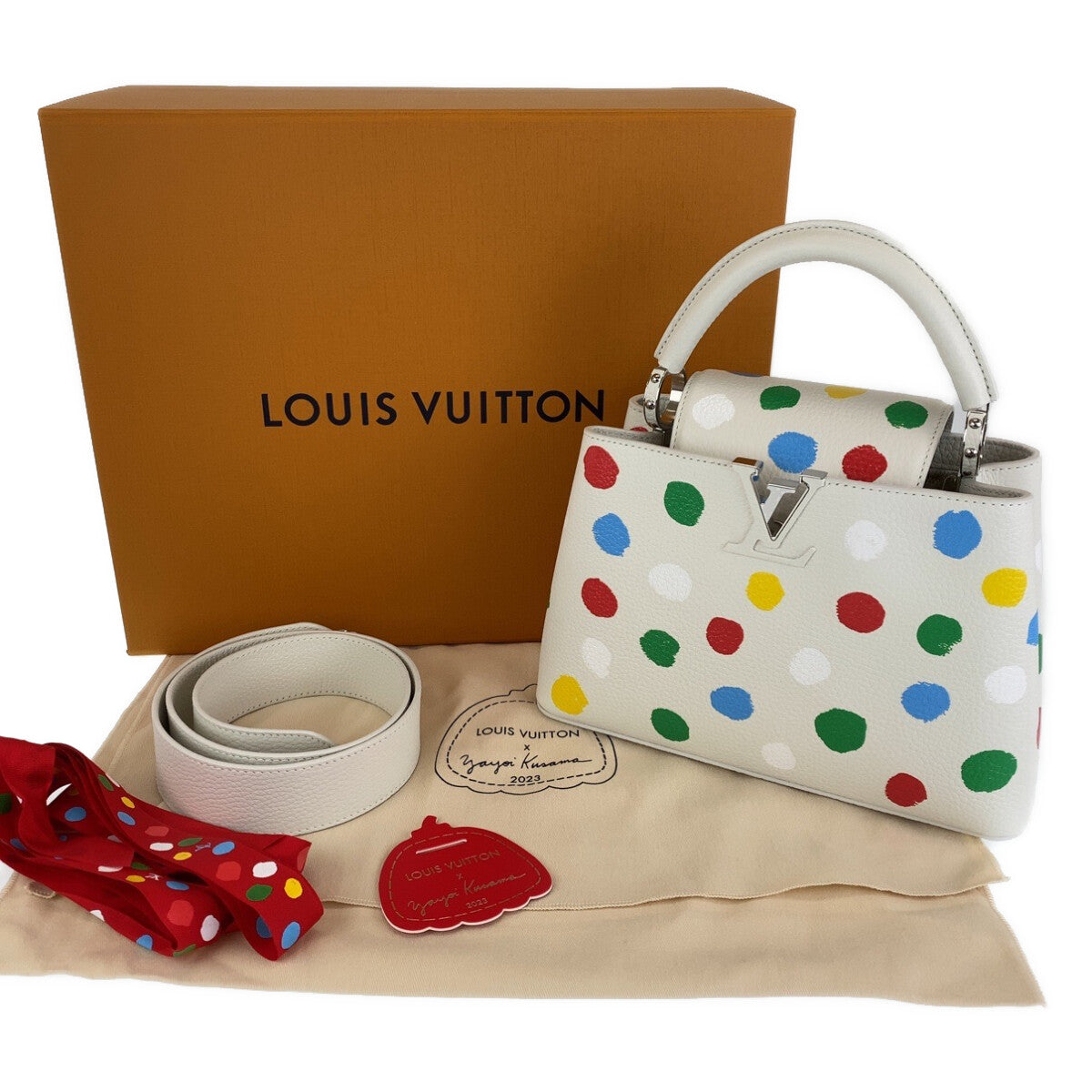 LOUIS VUITTON Handbag leather multicolor LVxYK Capucines BB Yayoi Kusama Painted Dot