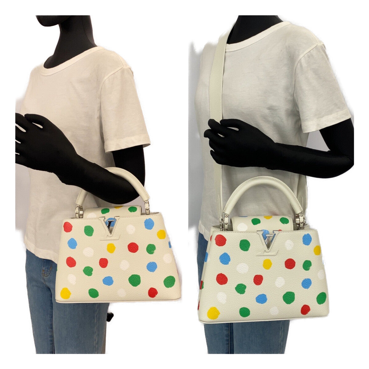 LOUIS VUITTON Handbag leather multicolor LVxYK Capucines BB Yayoi Kusama Painted Dot