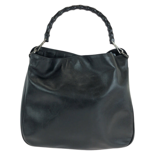 GUCCI Shoulder Bag 001 1577 leather BlackSilverMetal Shoulder Bag 2way Bamboo Women