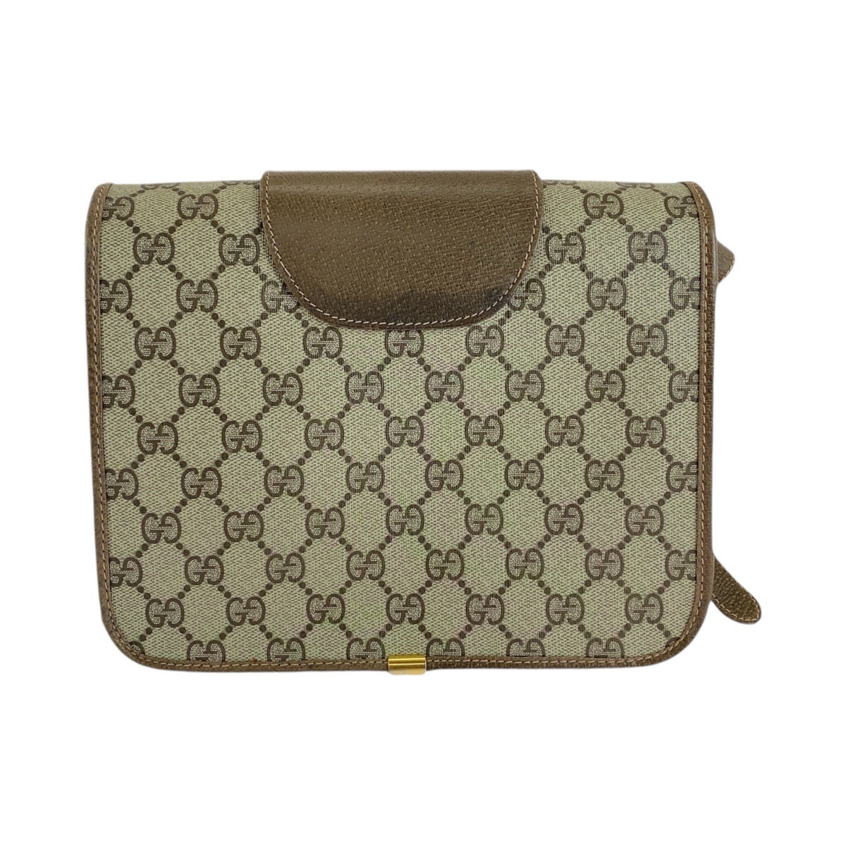 GUCCI Shoulder Bag GG canvas, leather Brown Gold Metal Crossbody Shoulder Bag Old Gucci Women