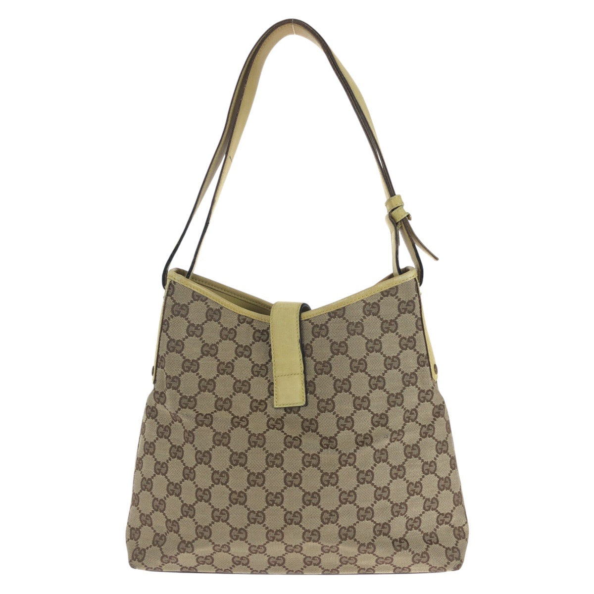 GUCCI Shoulder Bag 110291 GG canvas, leather Yellow Beige Gold Metal Jackie Women