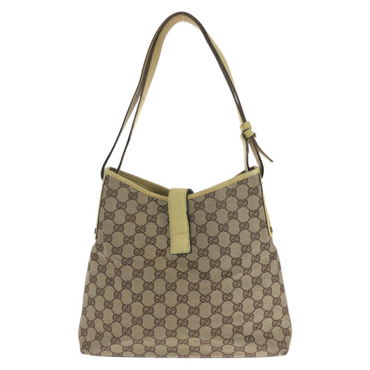 GUCCI Shoulder Bag 110291 GG canvas, leather Yellow Beige Gold Metal Jackie Women