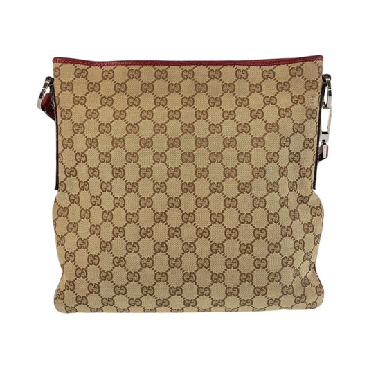 GUCCI Shoulder Bag 113013 GG canvas, leather Beige red Shoulder Bag Messenger bag Women