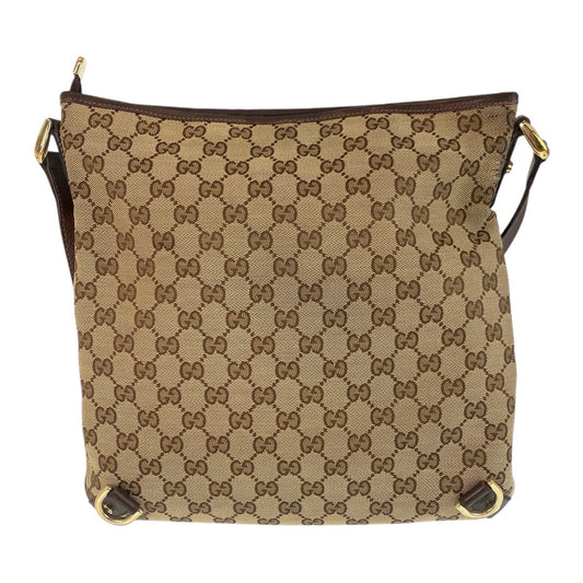 GUCCI Shoulder Bag GG canvas, leather Beige Brown Gold Metal Crossbody Shoulder Bag Pochette Abbey Women