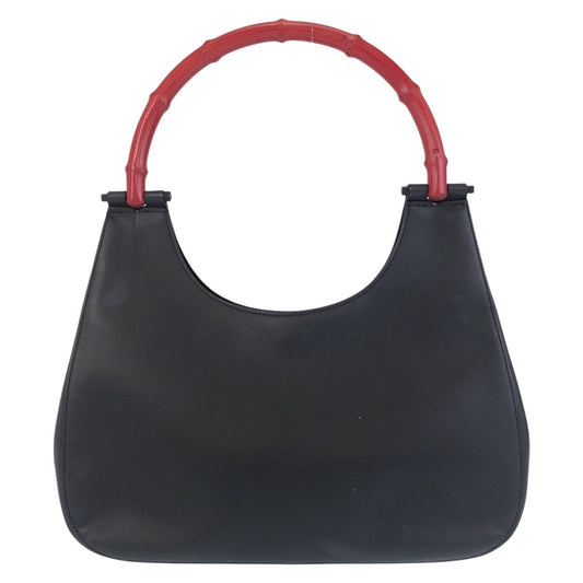 GUCCI Shoulder Bag 001 3739 Leather, Bamboo Black black red Shoulder Bag Hobo Bamboo Women