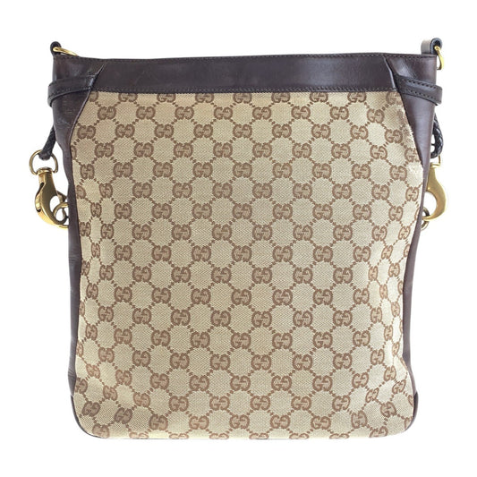 GUCCI Shoulder Bag 109097 GG canvas, leather Brown Gold Metal Shoulder Bag pochette Women
