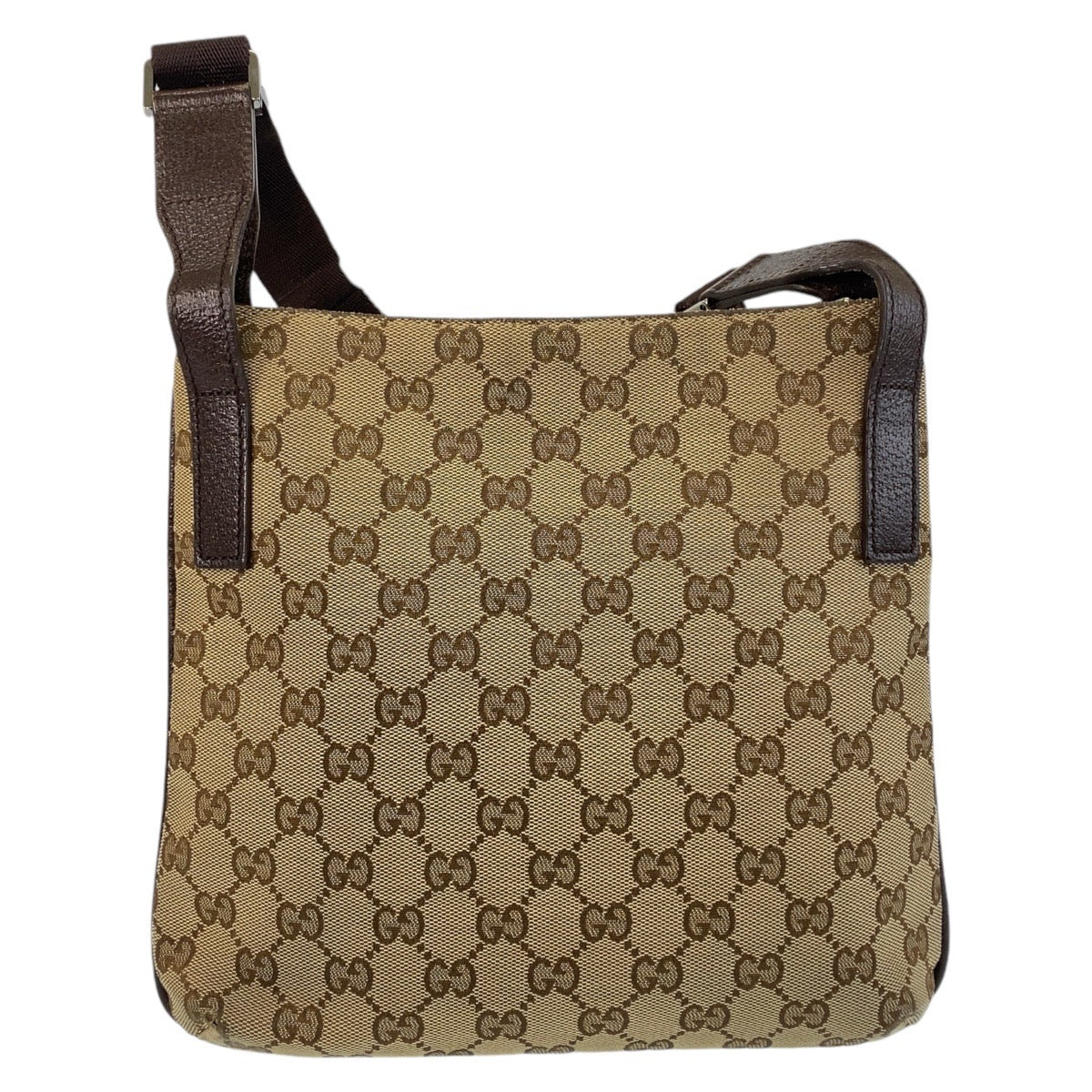 GUCCI Shoulder Bag GG canvas, leather Brown Silver Metal Shoulder Bag Messenger bag Women