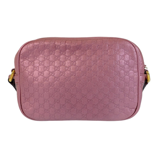 GUCCI Shoulder Bag 309538 leather Metallic Pink GoldMetal Crossbody Shoulder Bag Pochette Micro Guccisima Women