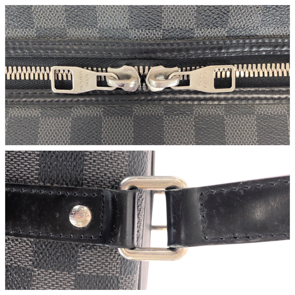 LOUIS VUITTON Business bag N48118 PVC Black SilverMetal Business bag briefcase Damier Graphite Yone mens