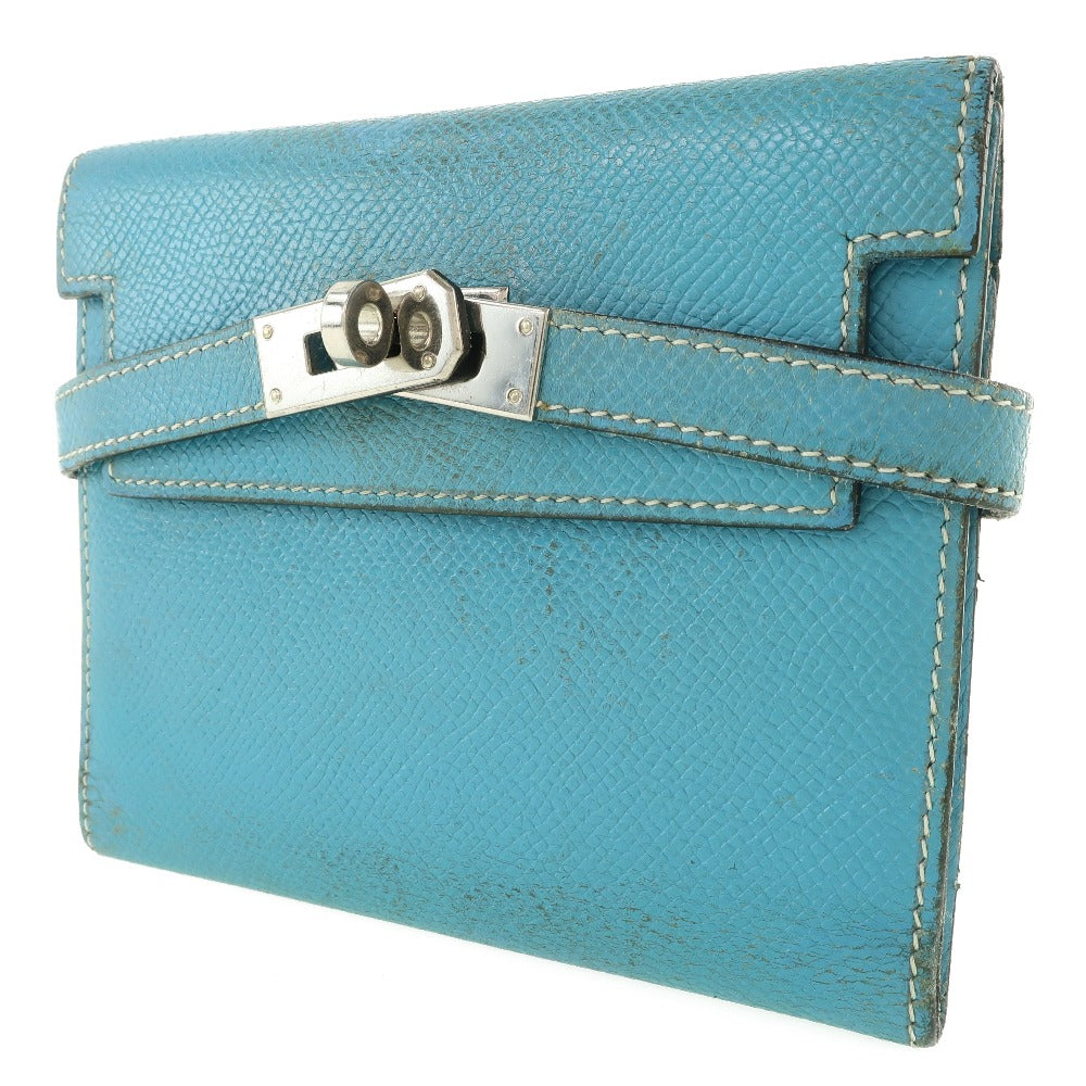 HERMES Bifold Wallet Epsom blue Kelly wallet