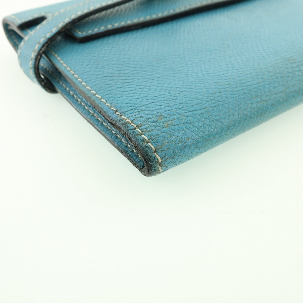 HERMES Bifold Wallet Epsom blue Kelly wallet