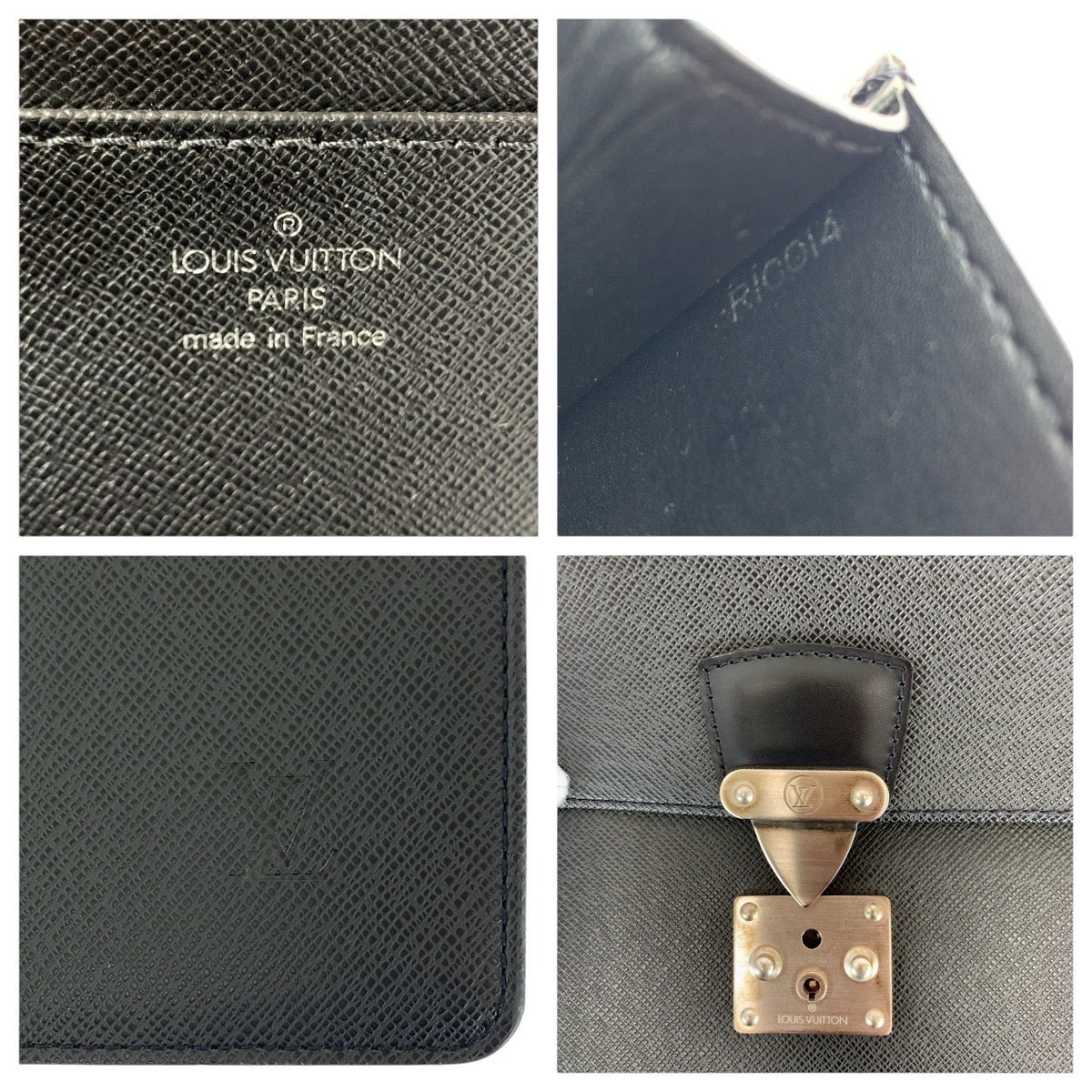 LOUIS VUITTON Business bag M30032 leather Ardoise Black SilverMetal Business bag briefcase Taiga Moscova mens