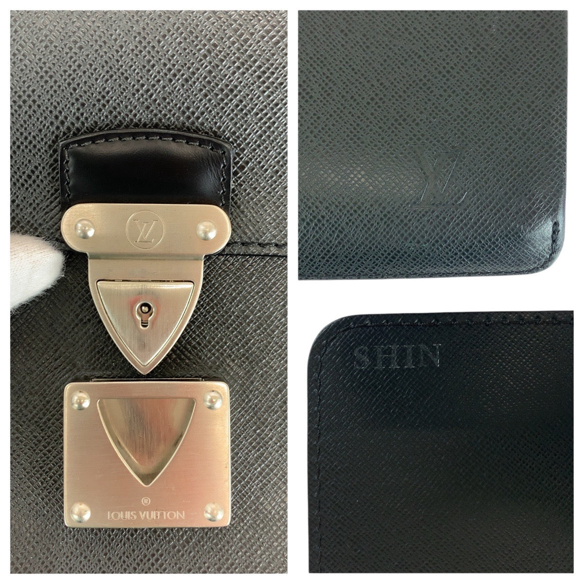 LOUIS VUITTON Business bag M31042 leather Black Ardoise SilverMetal Business bag briefcase Taiga Robusto 2 mens