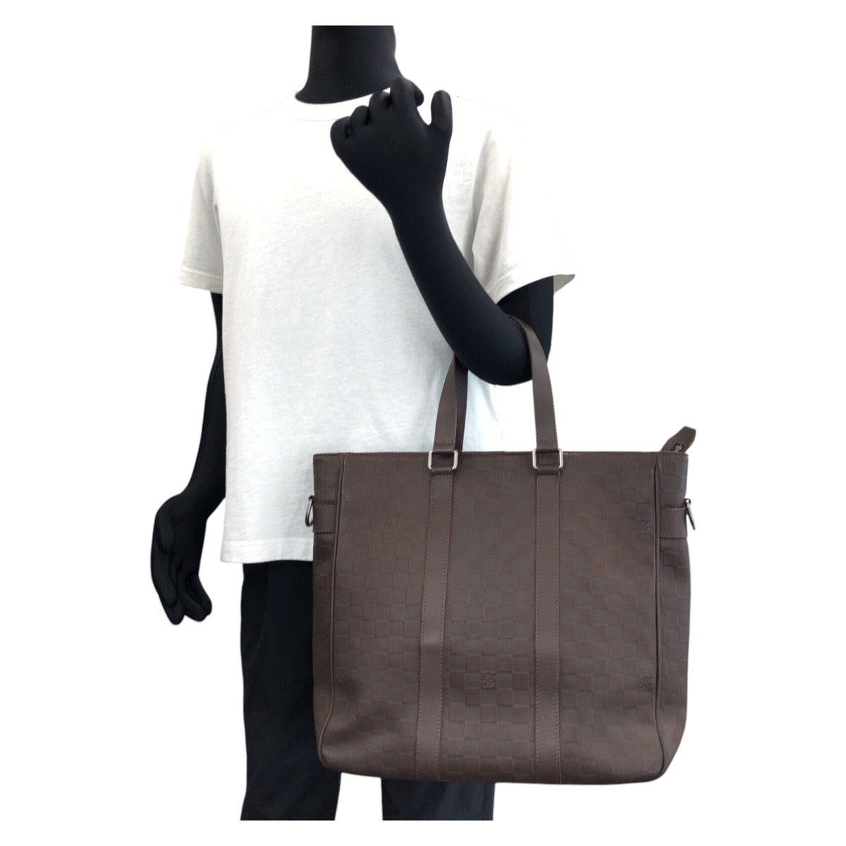 LOUIS VUITTON Business bag N41229 leather Meteor Brown Gunmetal Business Bag Tote Bag Shoulder Bag 2way Damier Anfini Neo Tadao mens