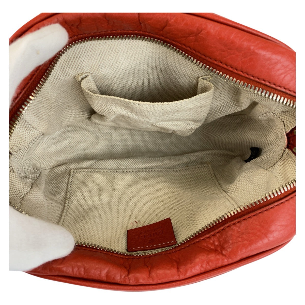 GUCCI Shoulder Bag 308364 leather Red Gold Metal Crossbody Shoulder Bag Pochette Soho Interlocking Women